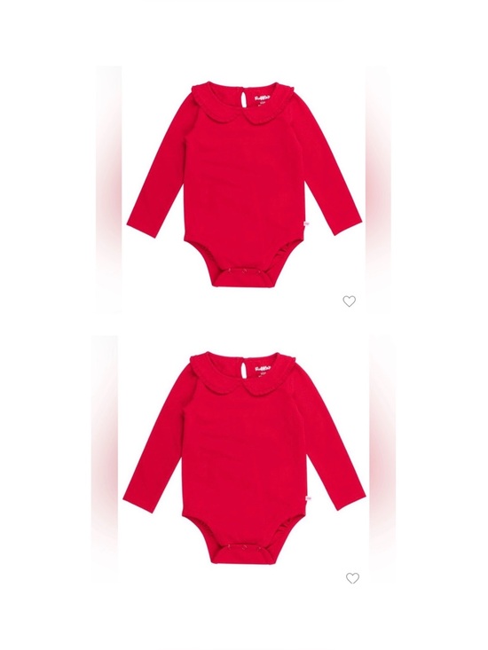 Ruffle Butts Other - TWIN BUNDLE / RuffleButts Red Long-Sleeve Peter Pan Ruffle Bodysuit
